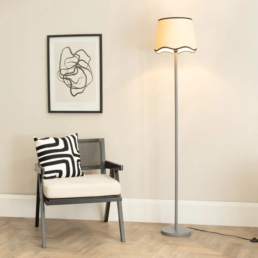 Heather Scallop LED Floor Lamp - Grey, Wood