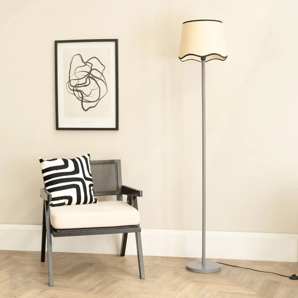 Heather Scallop LED Floor Lamp - Grey, Wood