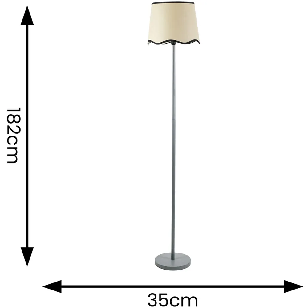 Heather Scallop LED Floor Lamp - Grey, Wood