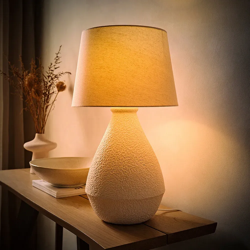 Helena Taper Shade LED Table Lamp - Cream, Ceramic