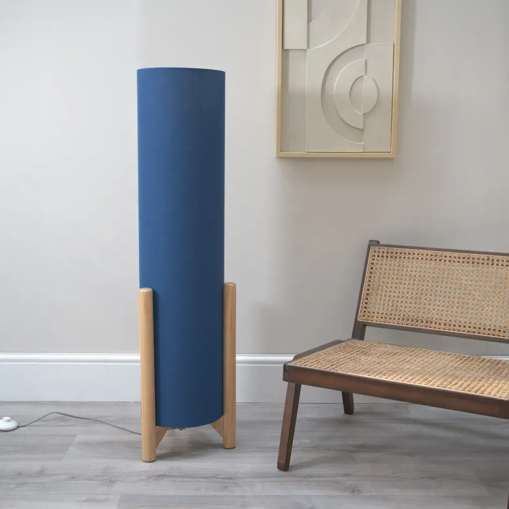 Henry Tall Midi LED Floor Lamp - Blue, Fabric