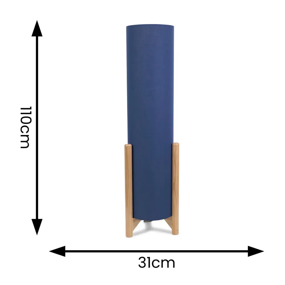 Henry Tall Midi LED Floor Lamp - Blue, Fabric