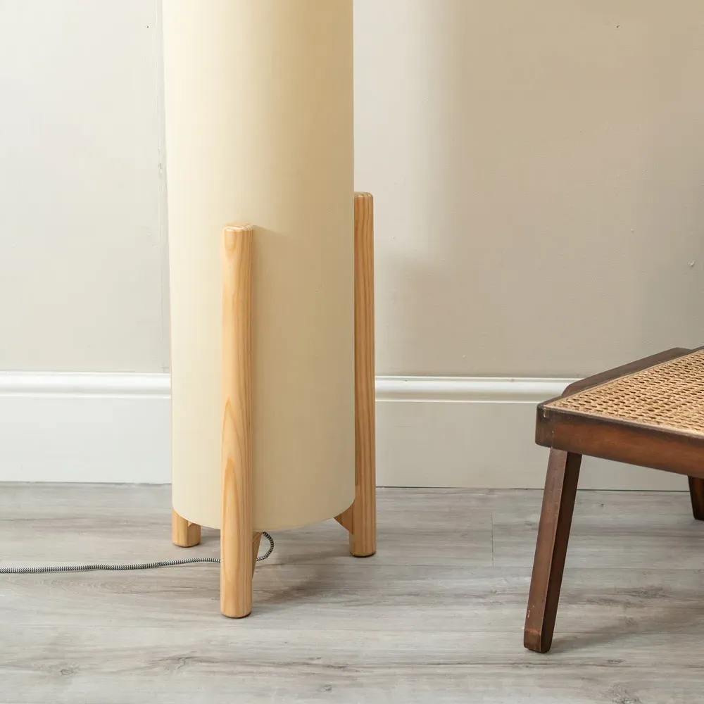 Henry Tall Midi LED Floor Lamp - Cream, Fabric