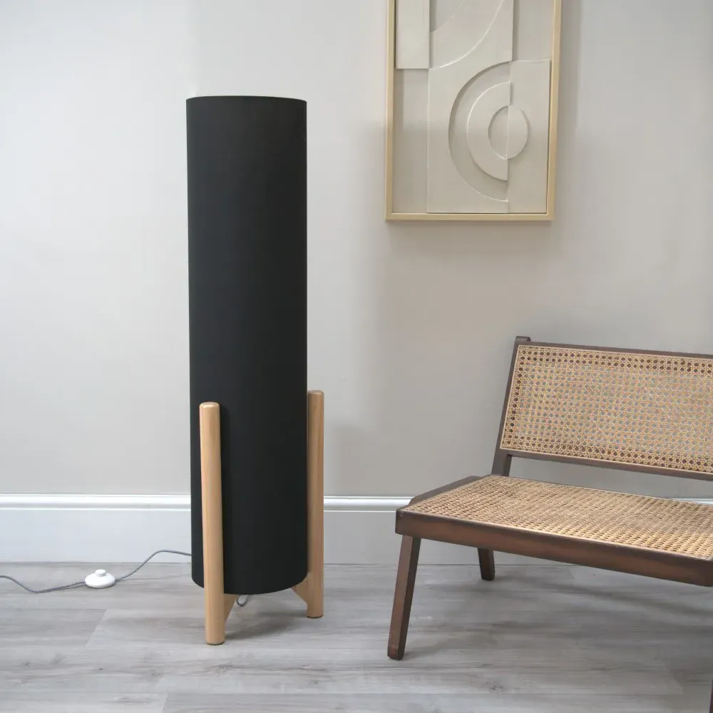 Henry Tall Midi LED Floor Lamp - Grey, Fabric