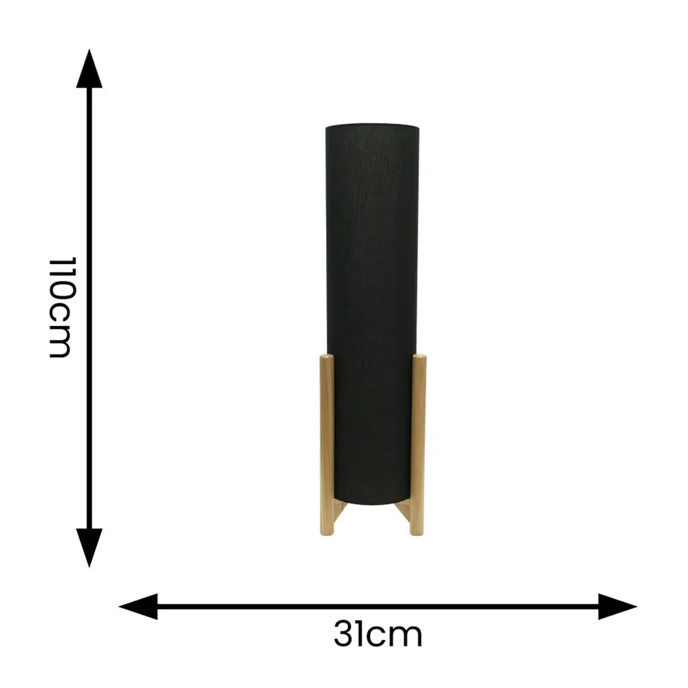 Henry Tall Midi LED Floor Lamp - Grey, Fabric