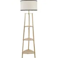 Hiru 3 Shelf Floor Lamp with Black Trim Shade - Cream