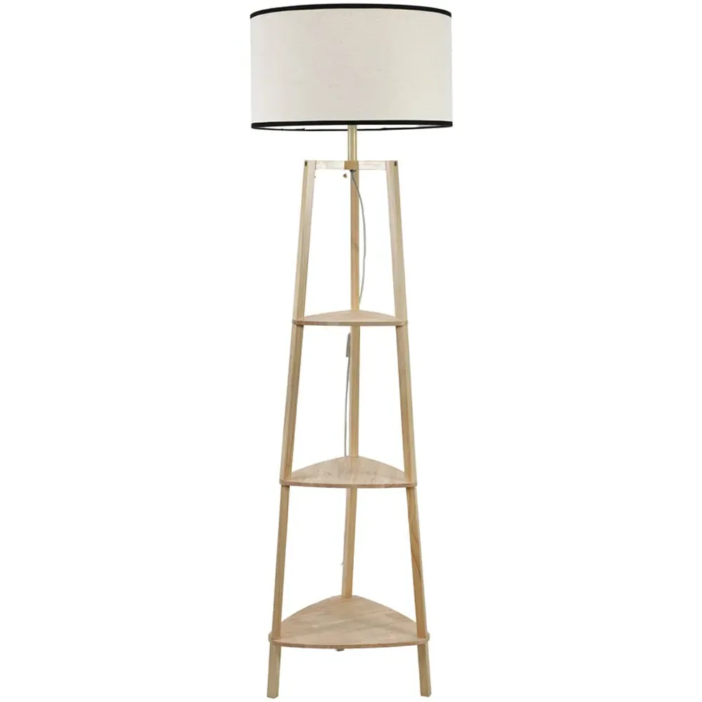 Hiru 3 Shelf Floor Lamp with Black Trim Shade - Cream