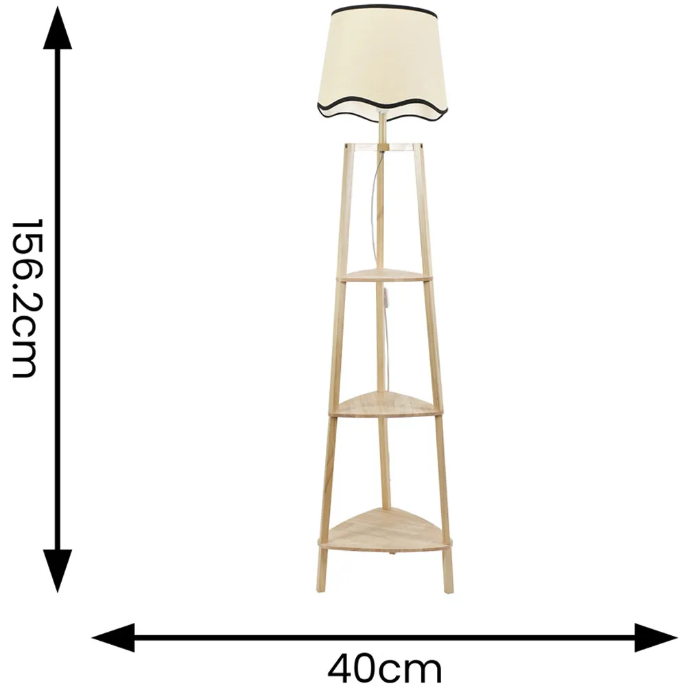 Hiru 3 Shelf Floor Lamp with Scallop Shade - Cream