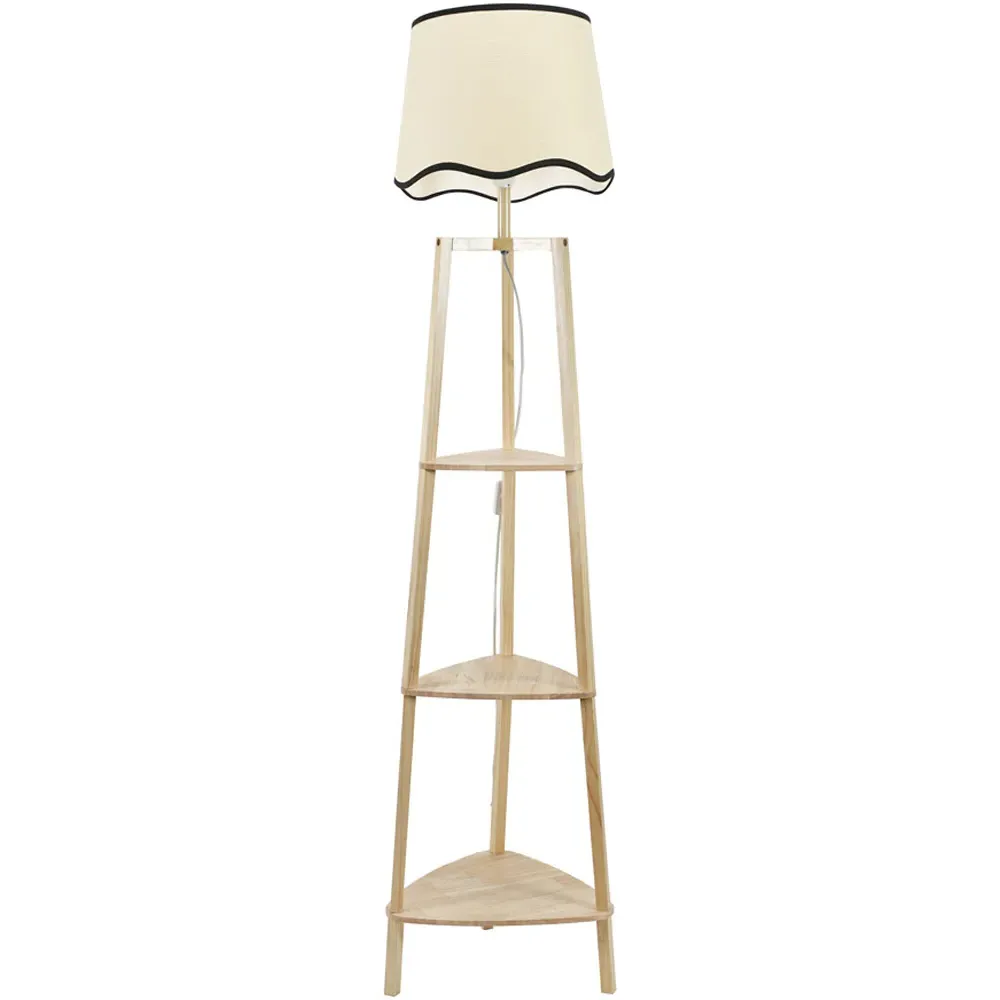 Hiru 3 Shelf Floor Lamp with Scallop Shade - Cream