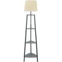 Hiru 3 Shelf Floor Lamp with Scallop Shade - Grey