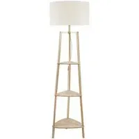 Hiru 3 Shelf Floor Lamp with White Trim Shade - Cream