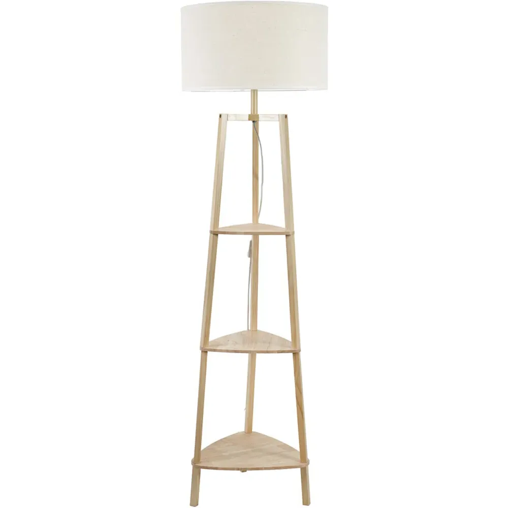 Hiru 3 Shelf Floor Lamp with White Trim Shade - Cream