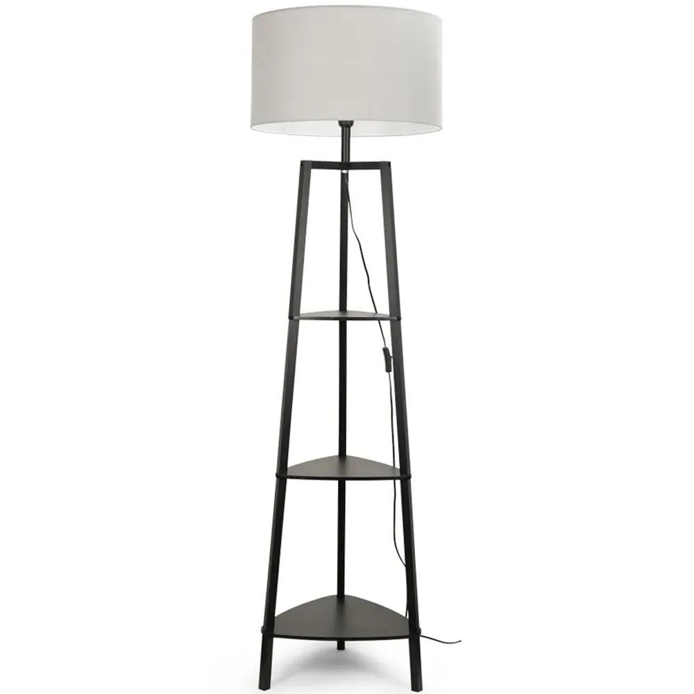 Hiru 3 Shelf Tripod Floor Lamp Base with Storage - Black