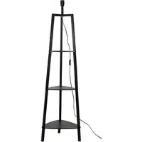 Hiru 3 Shelf Tripod Floor Lamp Base with Storage - Black