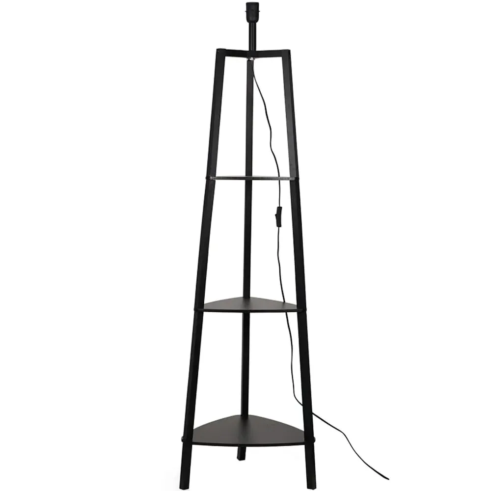 Hiru 3 Shelf Tripod Floor Lamp Base with Storage - Black image