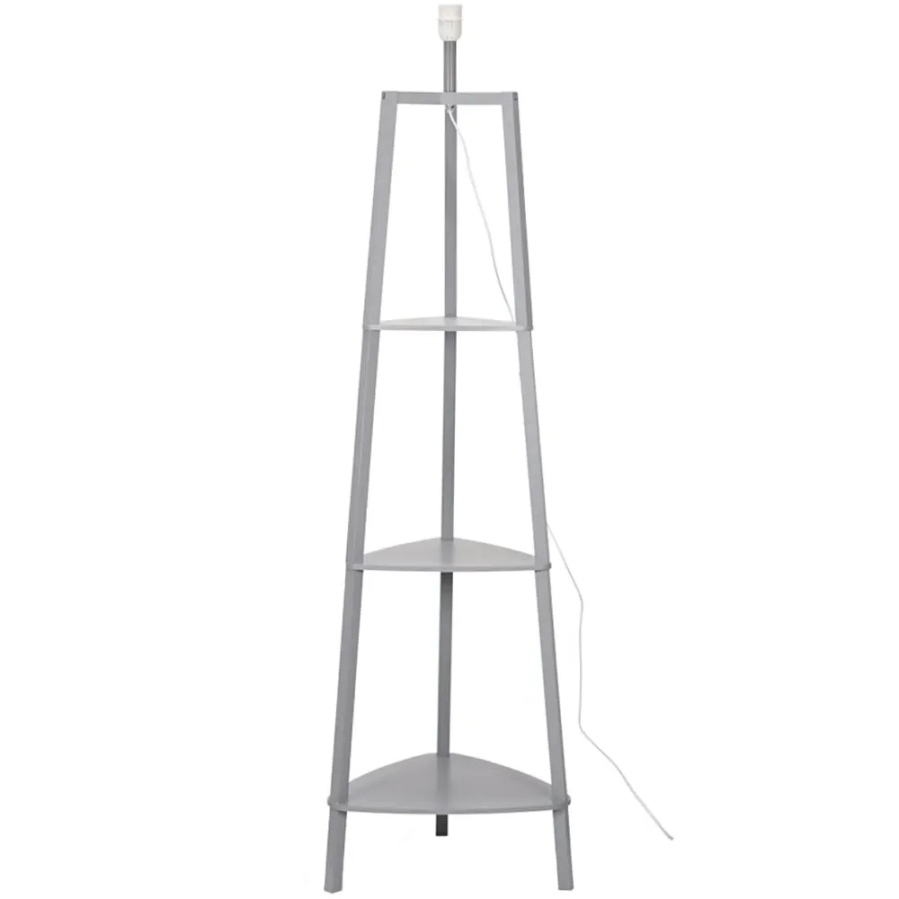 Hiru 3 Shelf Tripod Floor Lamp Base with Storage - Grey