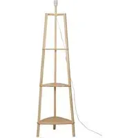 Hiru 3 Shelf Tripod Floor Lamp Base with Storage - Natural Wood