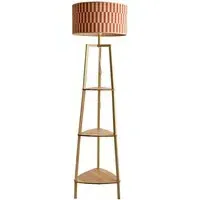 Hiru Tripod Floor Lamp with Shelves - Orange, Bamboo