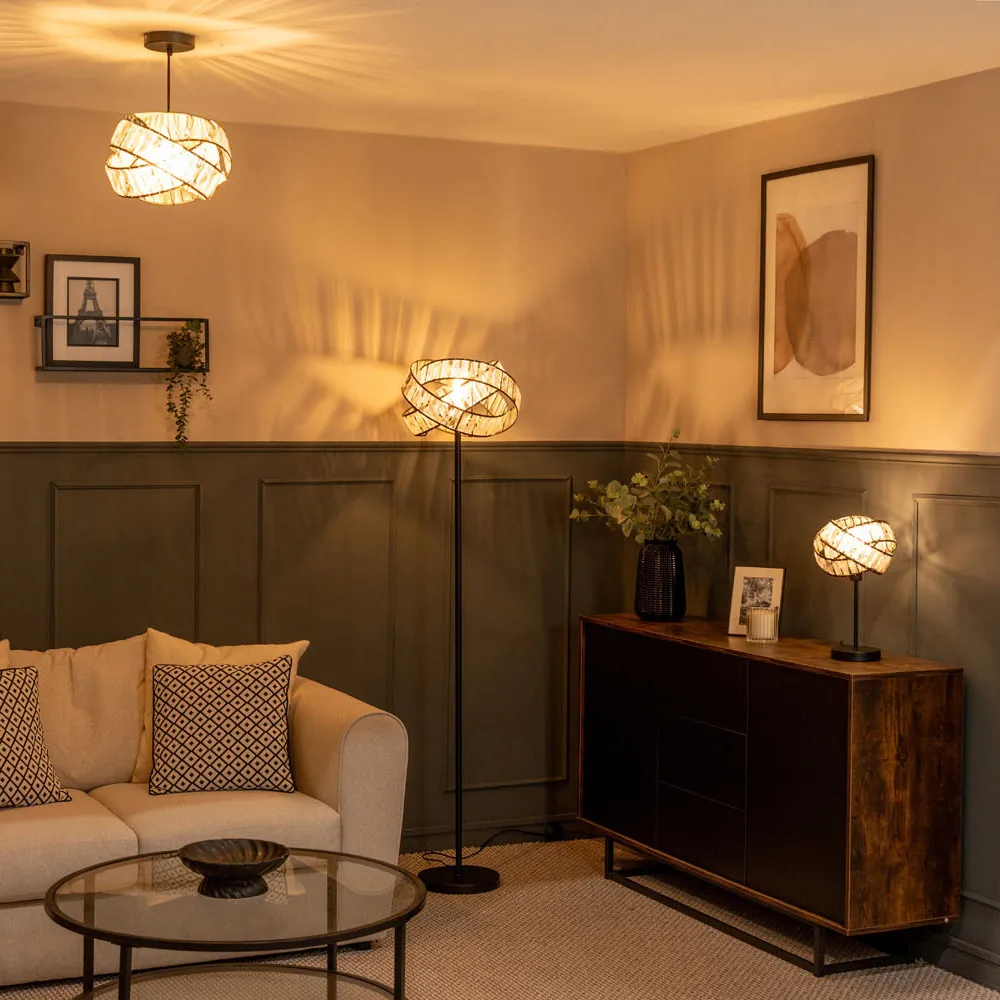 Hudson Tortoise Shell Intertwined LED Floor Lamp - Black