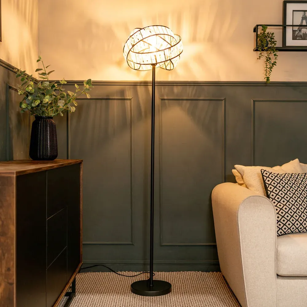 Hudson Tortoise Shell Intertwined LED Floor Lamp - Black