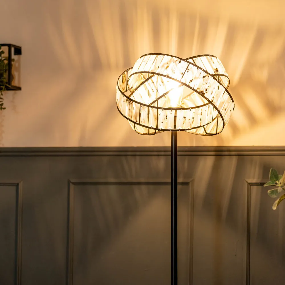 Hudson Tortoise Shell Intertwined LED Floor Lamp - Black