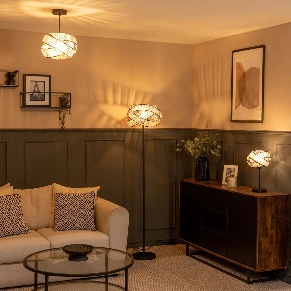 Hudson Tortoise Shell Intertwined LED Table Lamp - Black