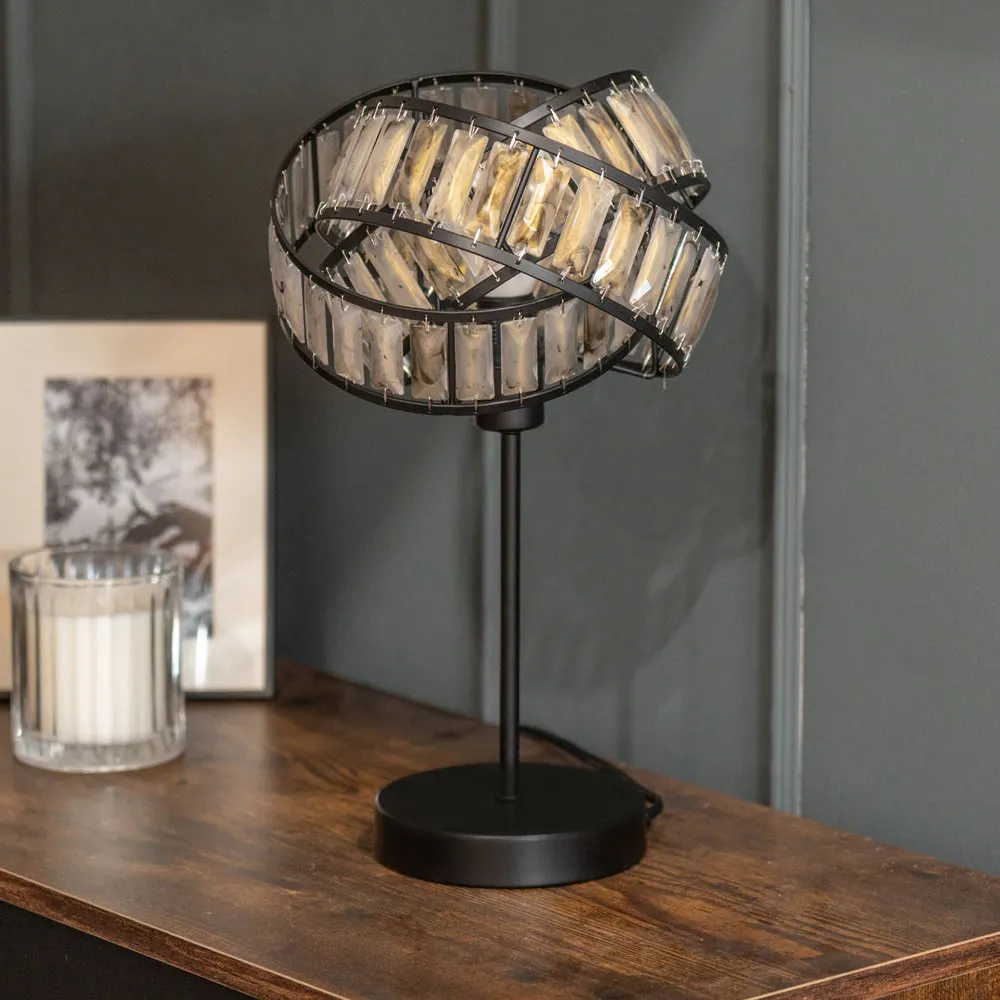 Hudson Tortoise Shell Intertwined LED Table Lamp - Black
