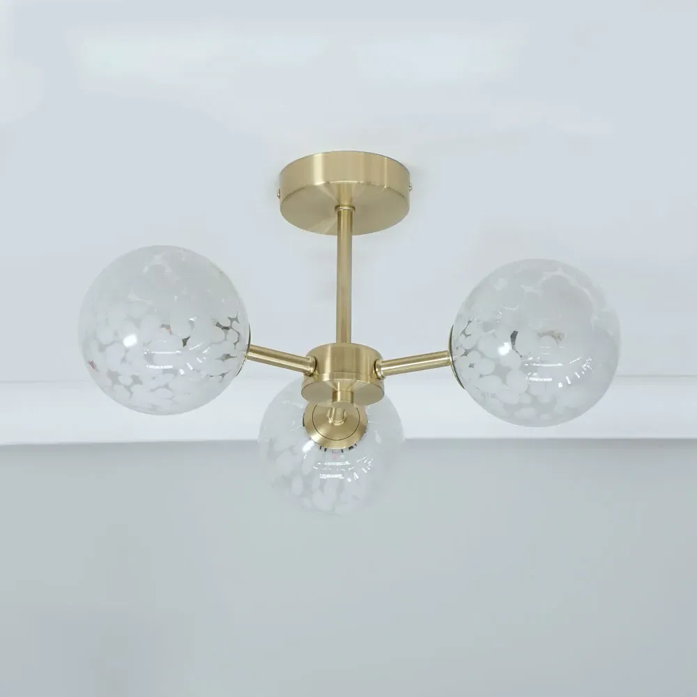 India 3 Way Confetti Glass Flush LED Ceiling Light - Gold