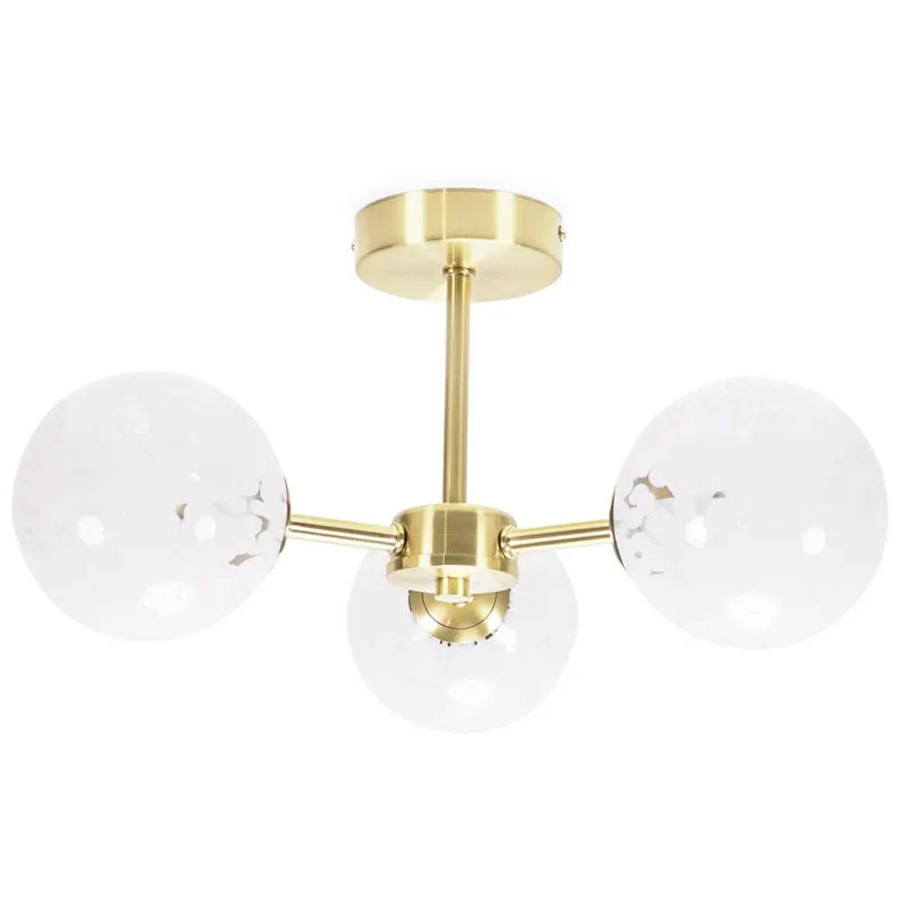 India 3 Way Confetti Glass Flush LED Ceiling Light - Gold