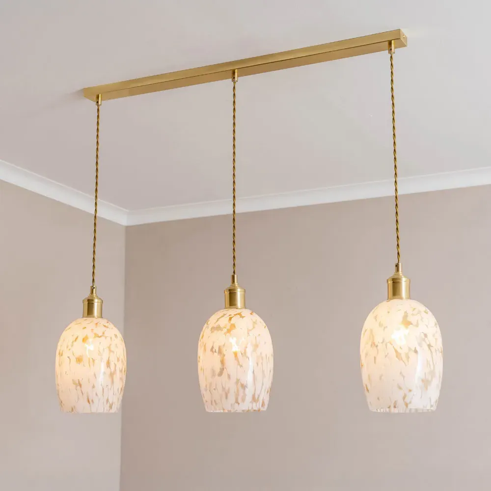 India Confetti Glass 3 Drop LED Ceiling Pendant - Gold