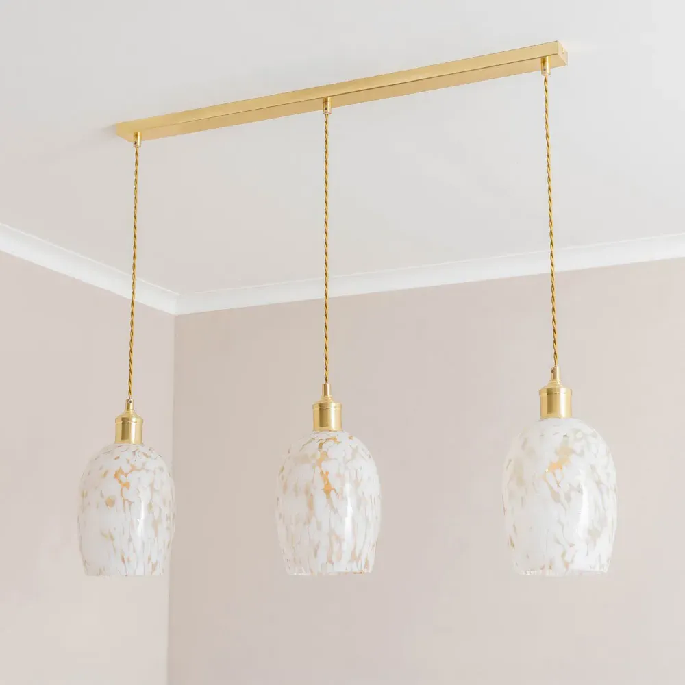 India Confetti Glass 3 Drop LED Ceiling Pendant - Gold
