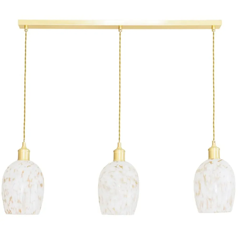 India Confetti Glass 3 Drop LED Ceiling Pendant - Gold
