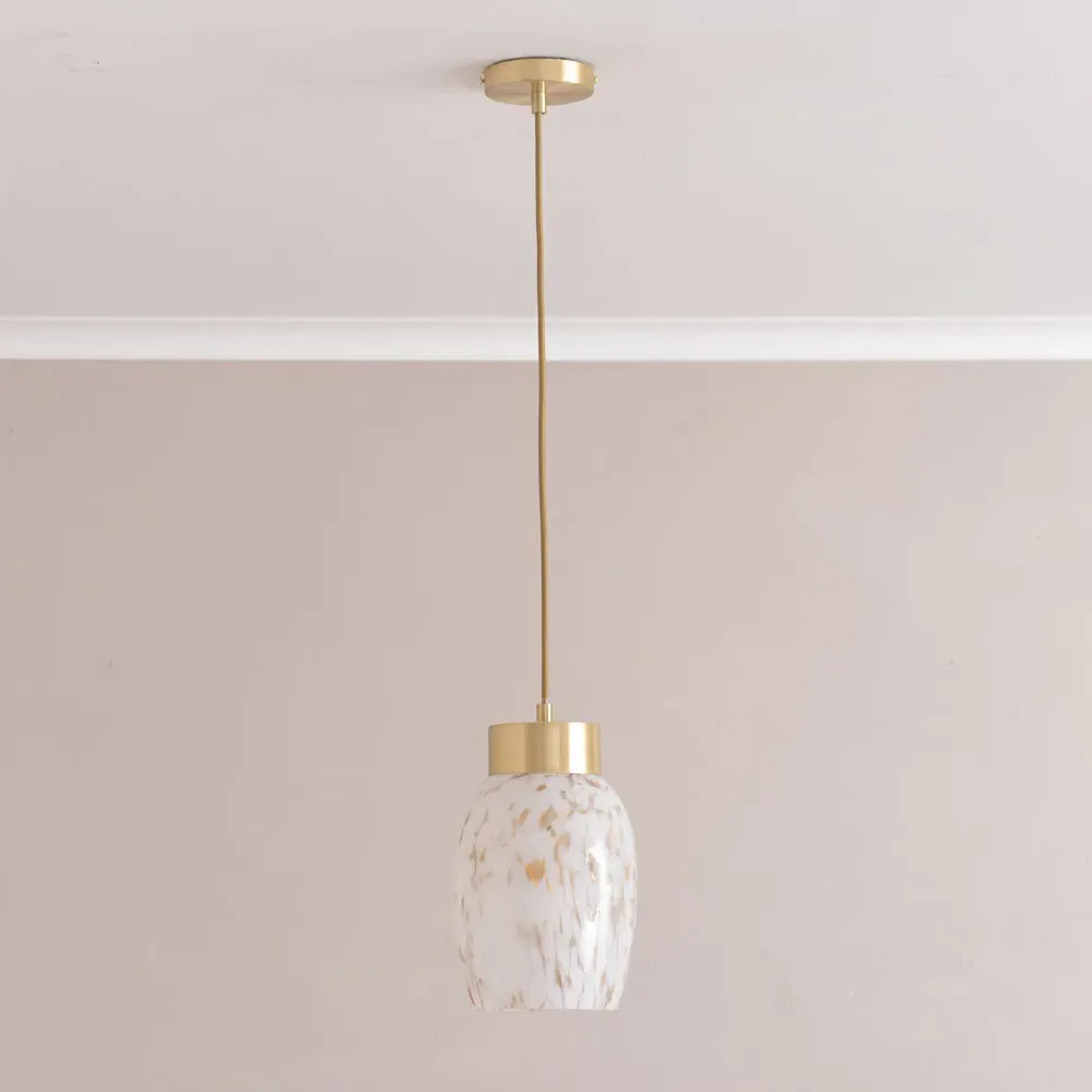 India Confetti Glass Ceiling Pendant Light - Gold