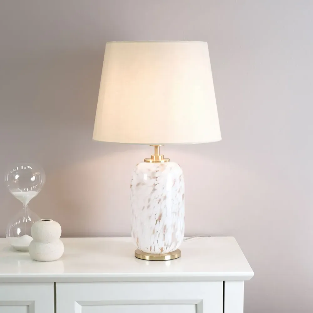 India Confetti Glass LED Table Lamp - Beige