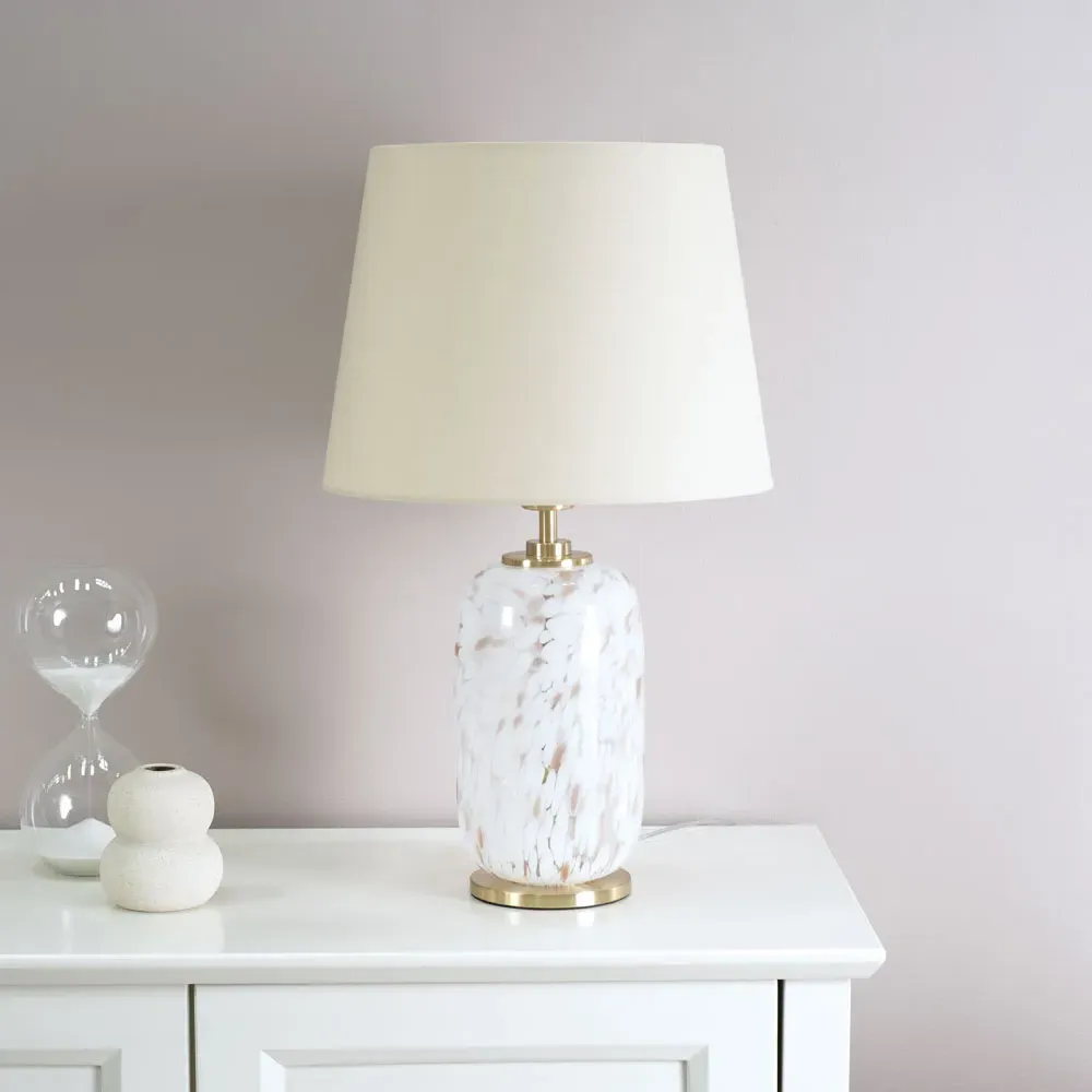 India Confetti Glass LED Table Lamp - Beige