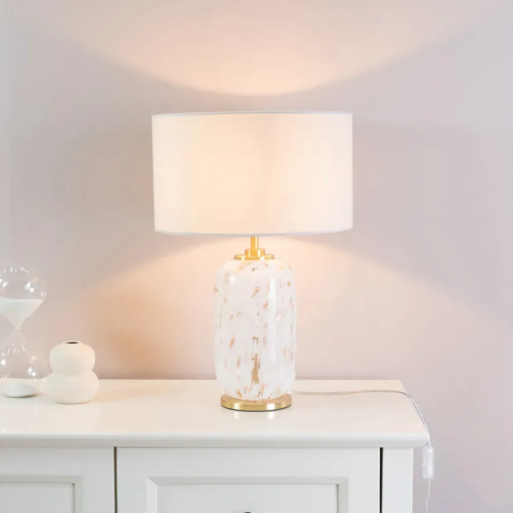 India Confetti Glass LED Table Lamp - Natural