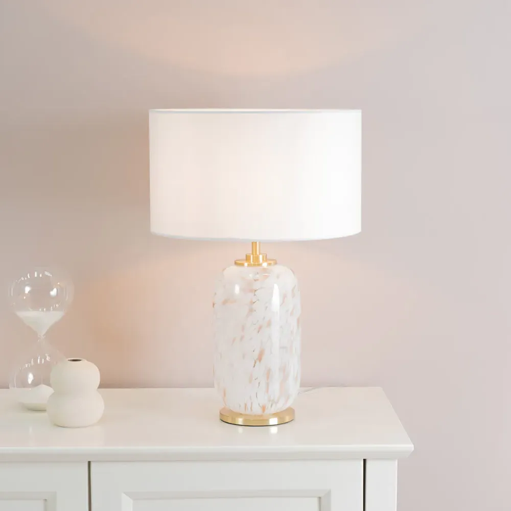 India Confetti Glass LED Table Lamp - White
