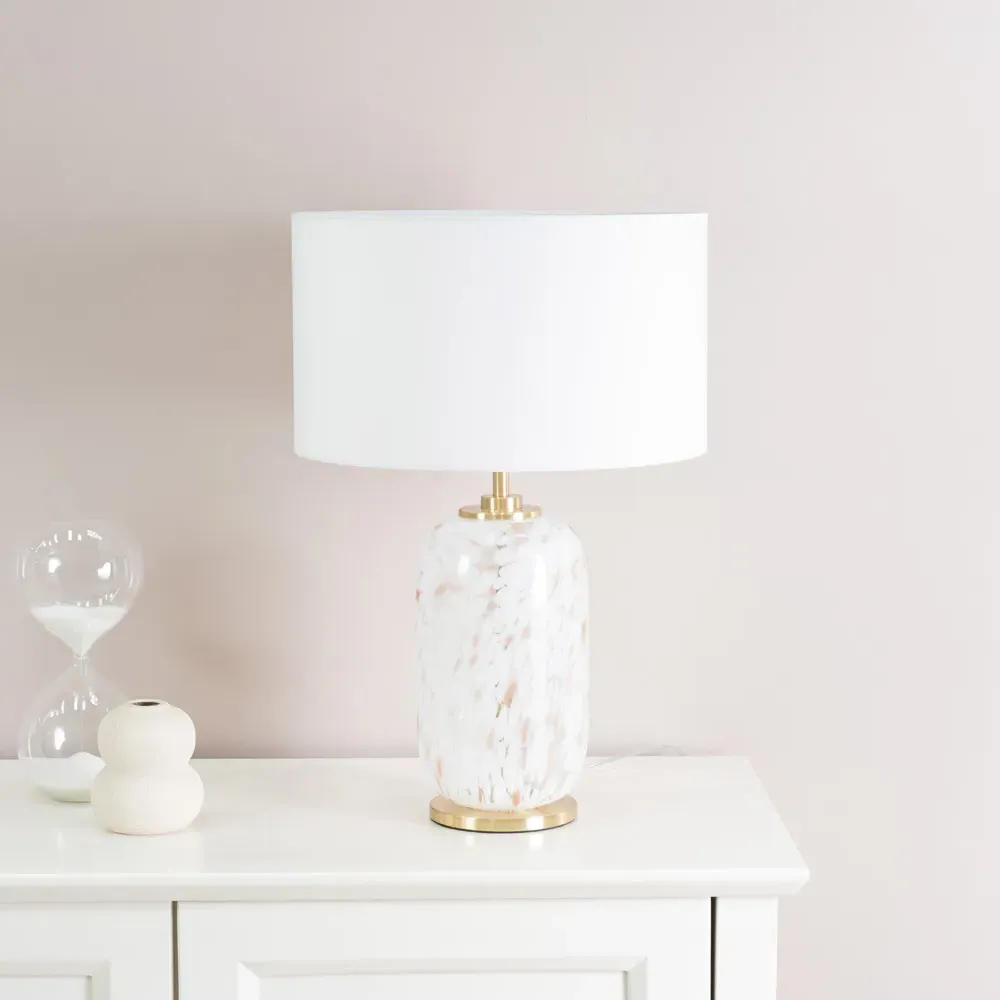 India Confetti Glass LED Table Lamp - White