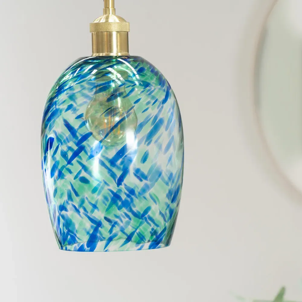 India Confetti Glass Pendant Shade - Green, Glass