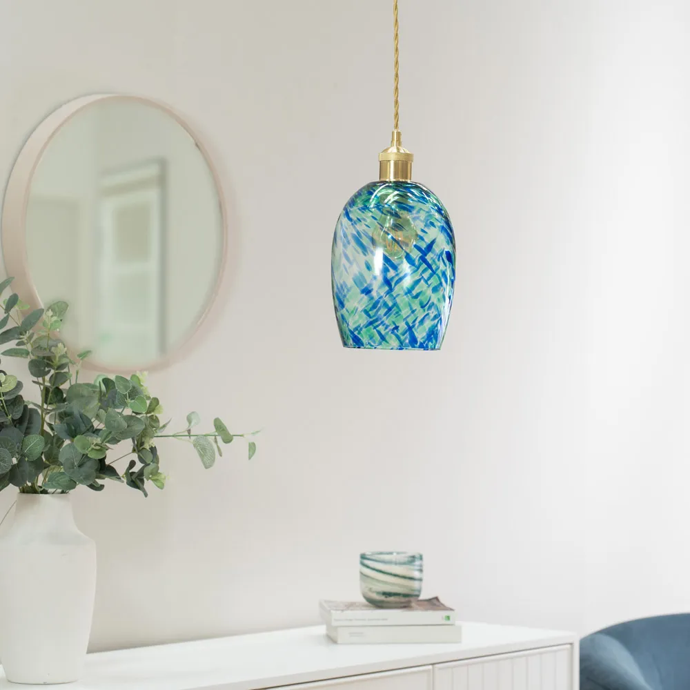 India Confetti Glass Pendant Shade - Green, Glass