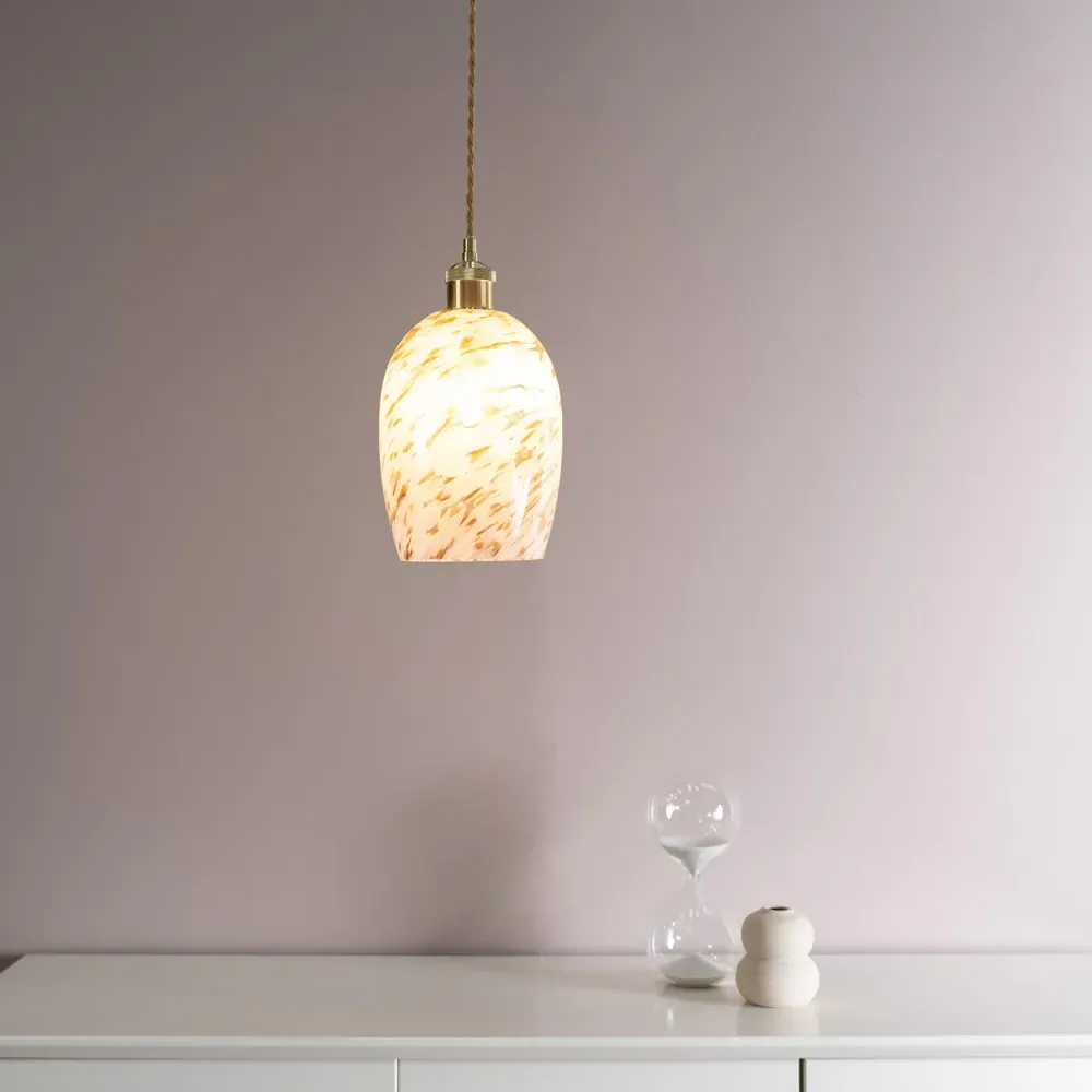 India Confetti Glass Pendant Shade - White, Glass