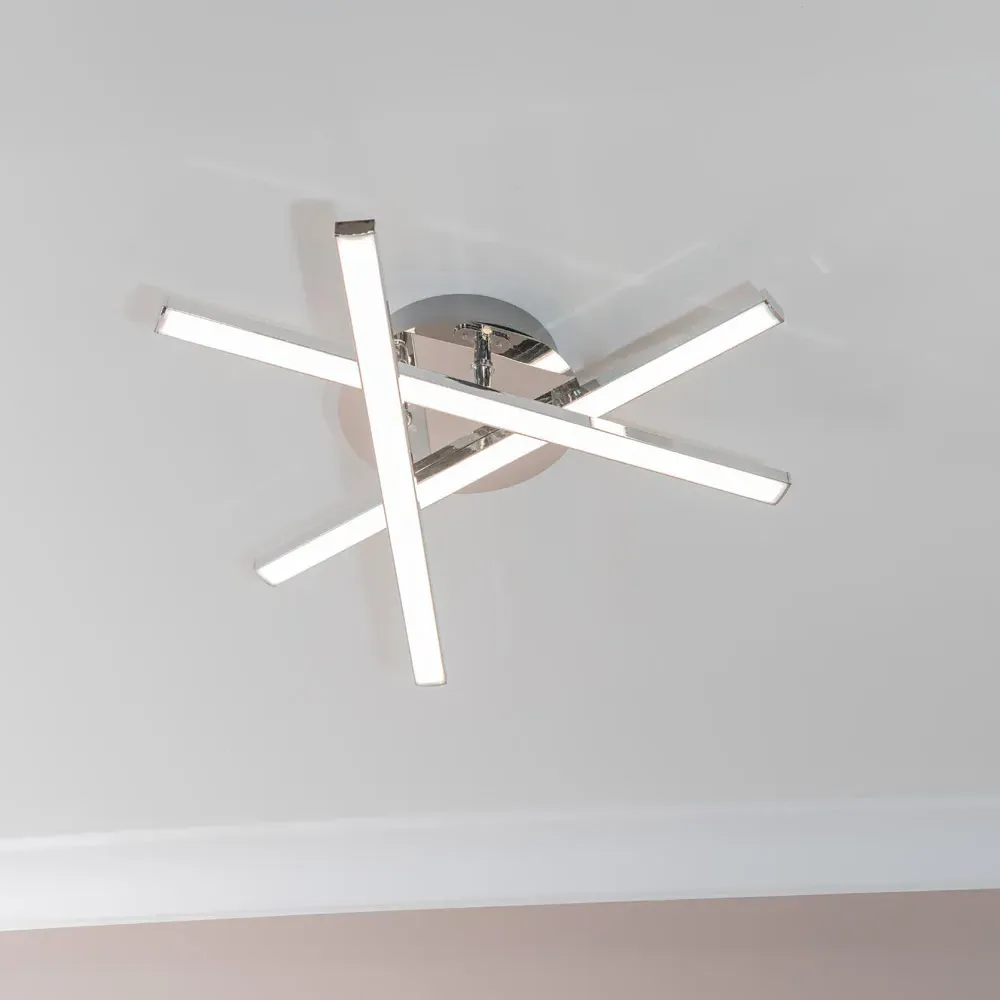 Infinity Chrome Adjustable Crossover Integrated LED Ceiling Light - Silver