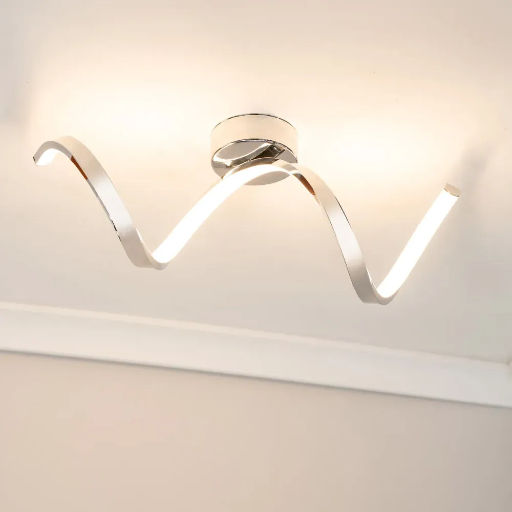 Infinity Chrome Single Twist Integrated LED Ceiling Light - Silver