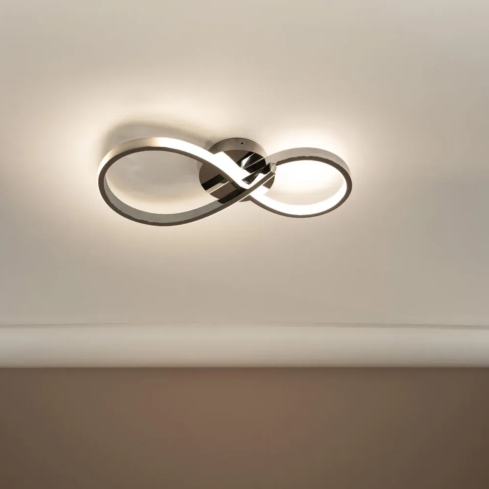 Infinity Chrome Swirl Integrated LED Ceiling Light - Silver