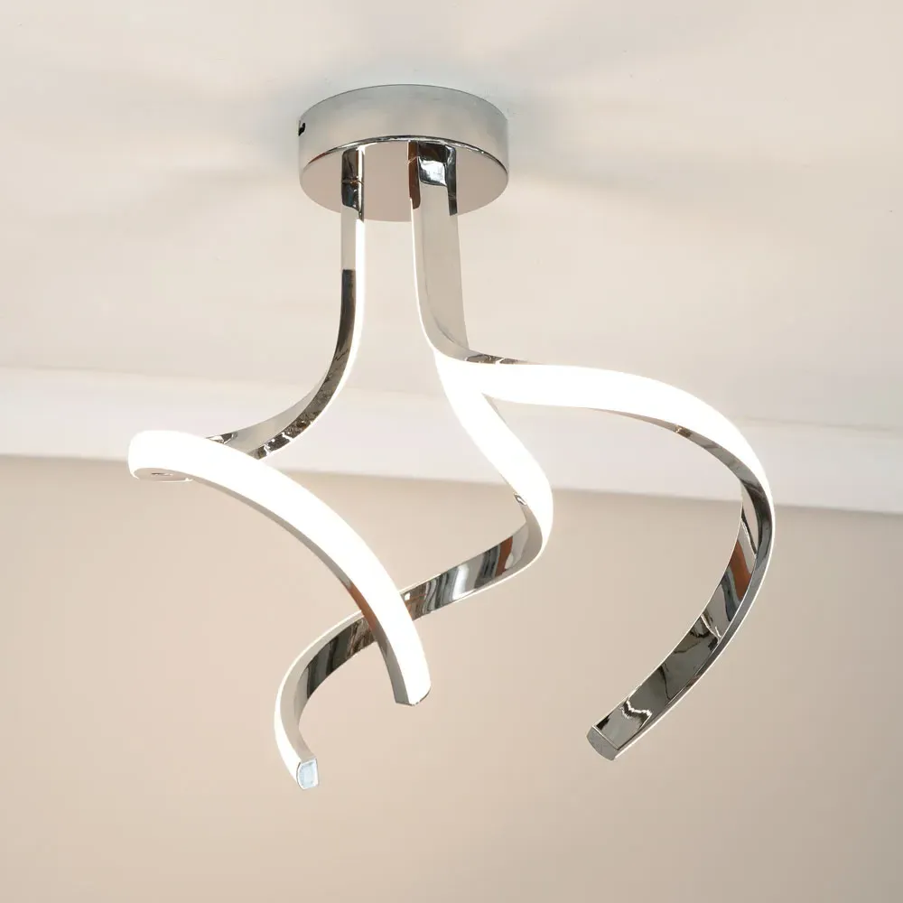 Infinity Chrome Twirl Integrated LED Ceiling Light - Silver