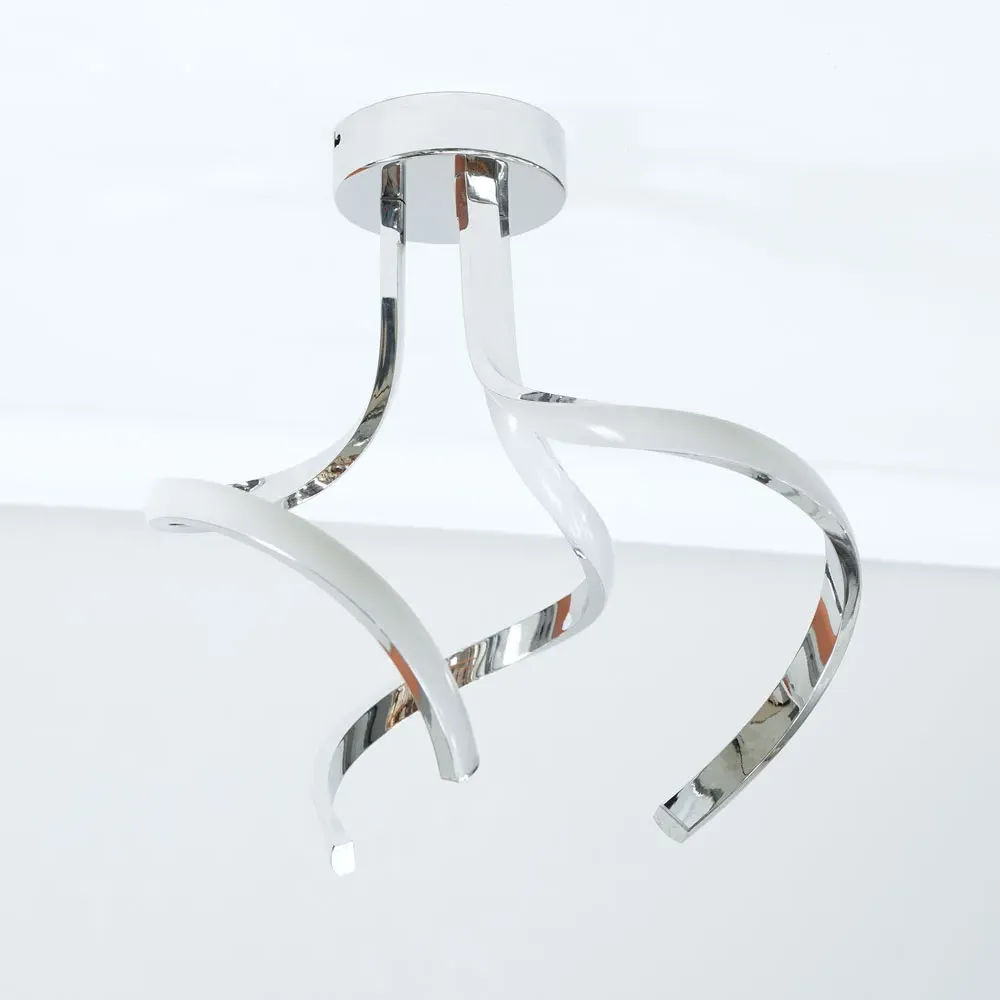 Infinity Chrome Twirl Integrated LED Ceiling Light - Silver