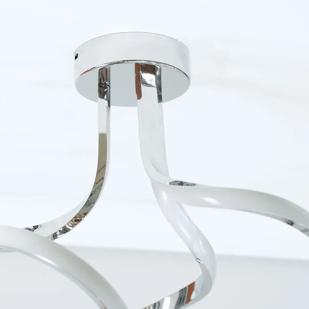 Infinity Chrome Twirl Integrated LED Ceiling Light - Silver