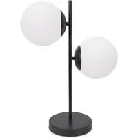Jas 2 Way Globe Shade LED Table Lamp - Black, Frosted Glass