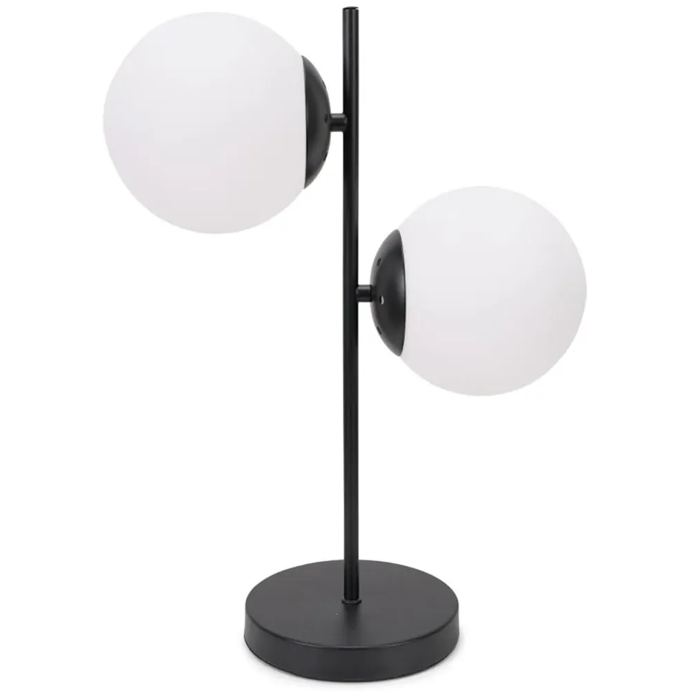 Jas 2 Way Globe Shade LED Table Lamp - Black, Frosted Glass