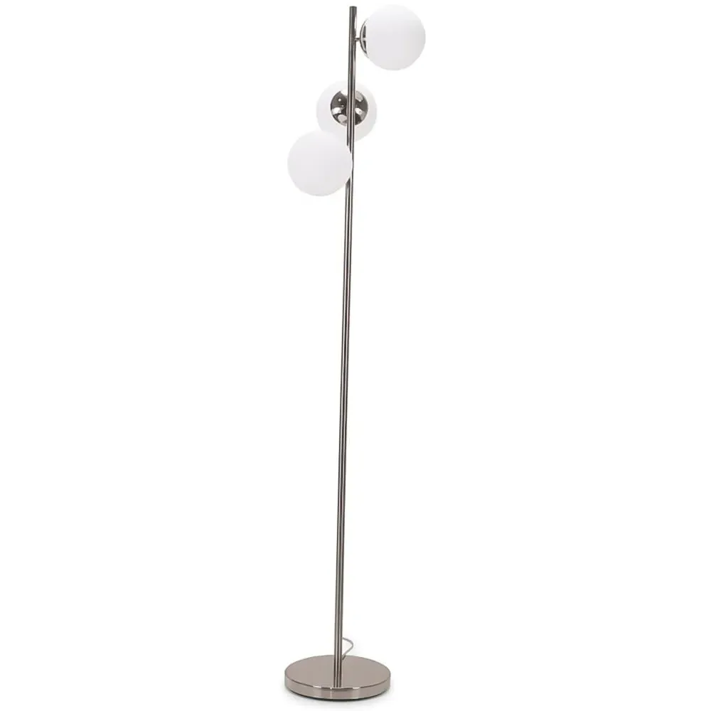 Jas 3 Way Globe Shade Floor Lamp - Silver Chrome, Glass image